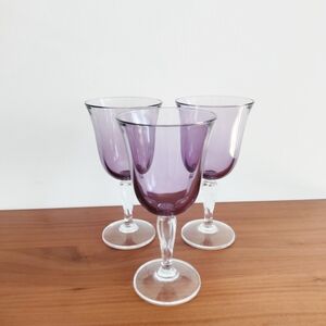 Elegant Purple Wine/Water Glass Set of 3 made in France - Cristal D'Arques